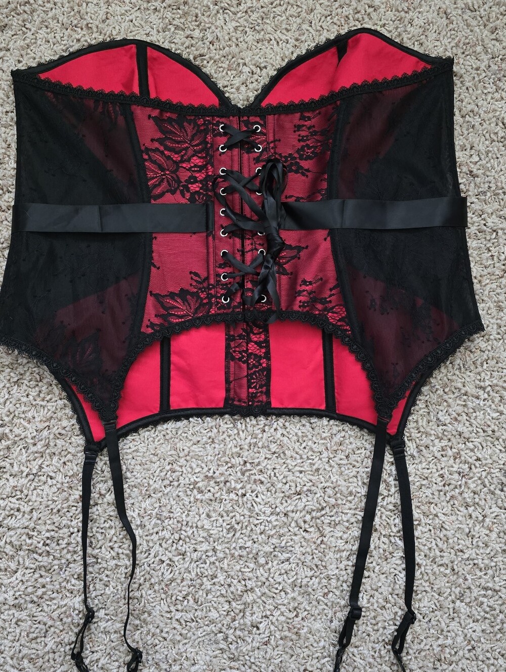 NWT Adore Me Red and Black Lace Corset - 3X - Picture 6 of 8